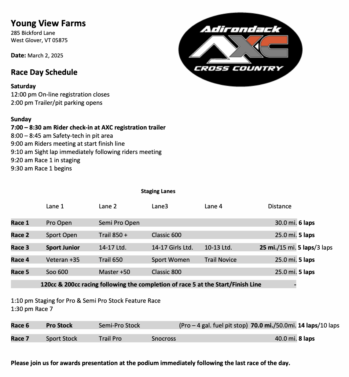 Schedule